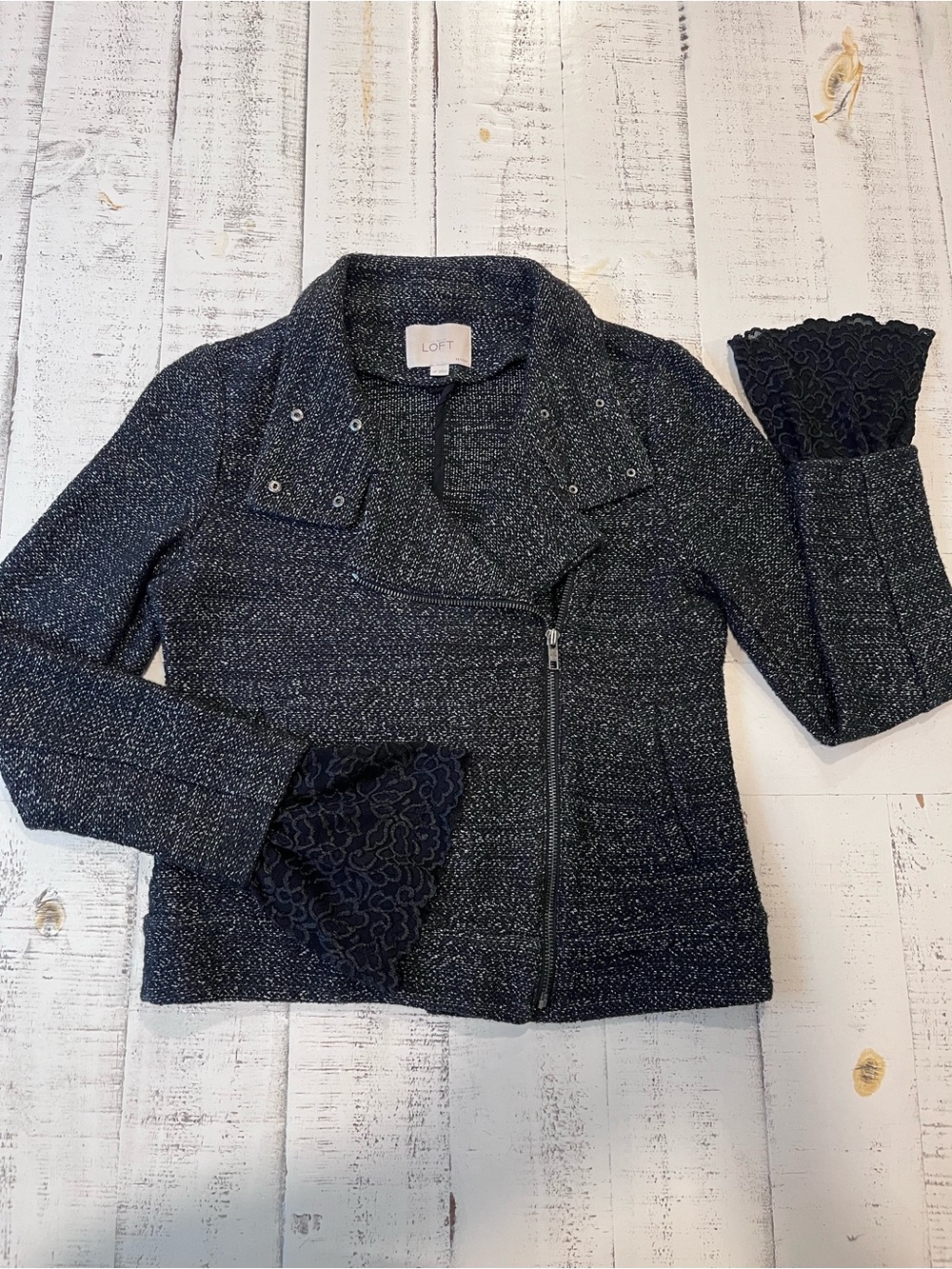 LOFT Black and White Tweed Jacket